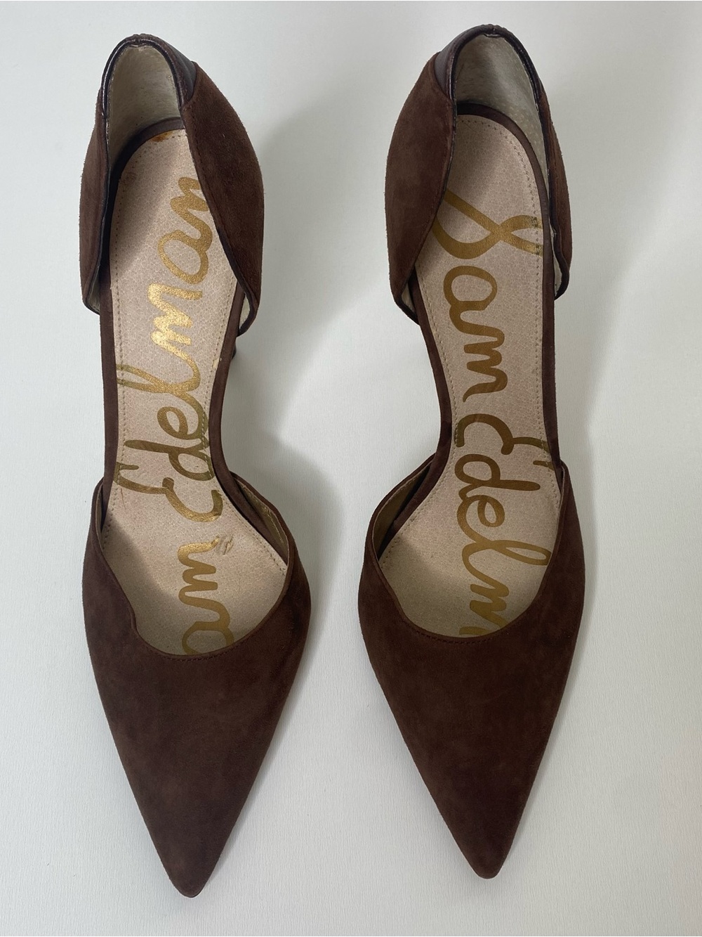 Sam Edelman Brown Size 9 Leather Pointed D'Orsay Heels